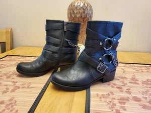Jessica Simpson Black Leather Mid Calf Boot Zippered Size 5.5 AS228 - Picture 1 of 11