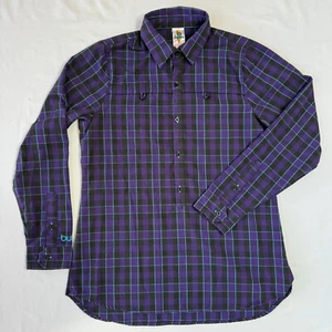 Burton Dryride Flannel Shirt Mens Large Purple Plaid Button Up Flap Pocket 2000s - Picture 1 of 10