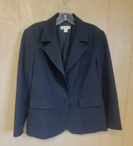 Coldwater Creek Women Blazer Jacket Petite P10 Black Heavyweight 3 Button - Picture 1 of 6