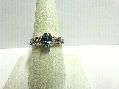 Anel de prata esterlina tanzanita e w topázio tamanho 8,75 wgt 3,2 tcw .87 sgn BBJ - Imagem 1 de 4