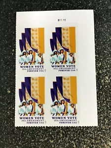 2020USA #5523 Forever Women Vote - 19th Amendment - Plate Block of 4 mint - Picture 1 of 4