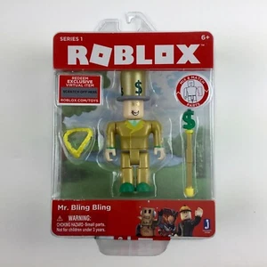 Roblox MISTER BLING BLING Series 1 New INCLUDES VIRTUAL ITEM GREEN ROBUX TOP HAT - Picture 1 of 6