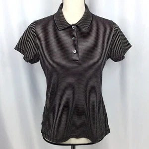 Bobby Jones Golf Polo Shirt Womens Size Small Black Beige Striped - Picture 1 of 7