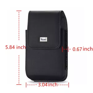 Reiko Black Vertical Leather Canvas Belt Clip Case Pouch for iPhone X/7/8/6 - Picture 1 of 4