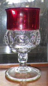 Kings Crown Water Goblet Ruby Stained Tiffin Franciscan 4016 Elegant Glass NICE - Picture 1 of 6