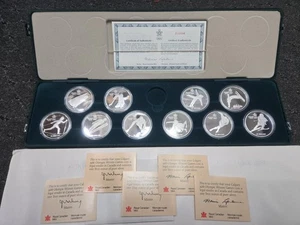 1988 Royal Canadian Calgary Olympics 925 Sterling Silver 10pc. Coin Set Boxed  - Picture 1 of 22
