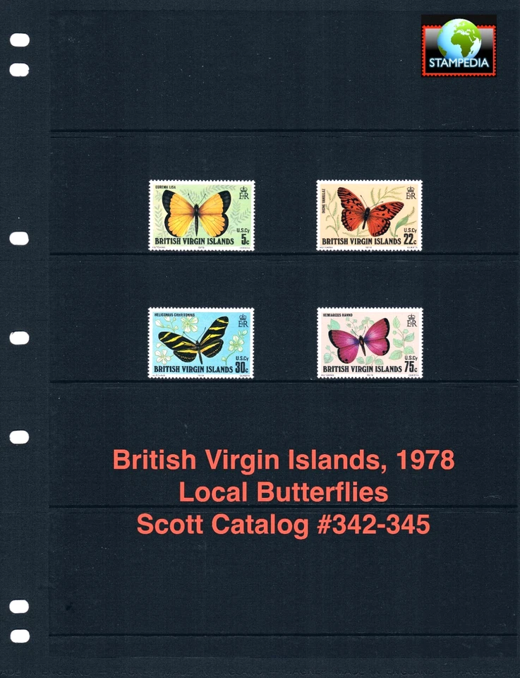 $4.75 Scott Value - 1978 英属维尔京群岛 VIRGIN ISL 蝴蝶 加勒比海 CV 全新全新 NH UMM — 第 1/4 张图片