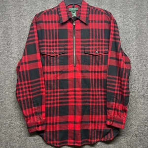 Camisa Pullover Top Lauren Para Mujer a Cuadros Media Cremallera Talla S Roja Negra - Imagen 1 de 8