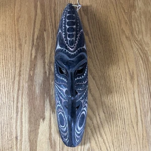 Vintage handgeschnitzte Stammesmaske Holz Papua-Neuguinea früheres Stück - Bild 1 von 19