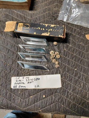 4 NOS 1958 Chevrolet Right Front Fender Louvers and nuts # 3747380 - Image 1 of 2