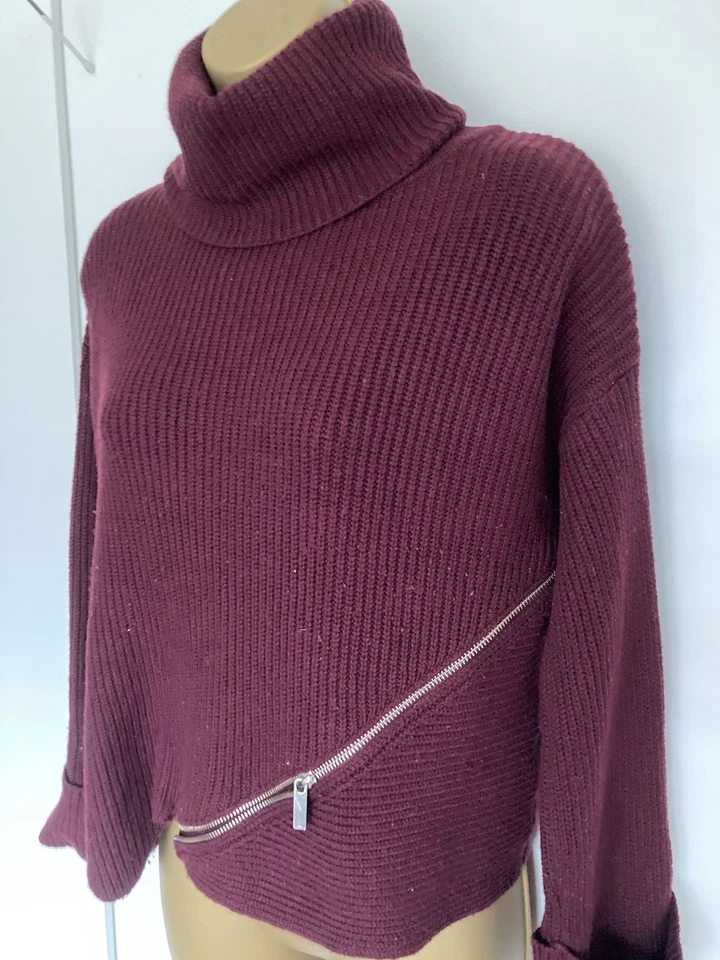 Chunky Knit Oversize Polo Style Jumper with Zip Karen Millen Size Small - Image 1 of 1