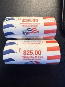 2010 D&P $1 Abraham Lincoln Presidential  25 Coins Per Roll - D & P rolls - Picture 1 of 3