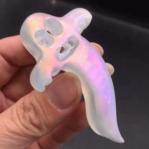 Rainbow Angel Aura Natural Gypsum Selenite Crystal Carved Ghost Decorate Healing - Picture 1 of 7