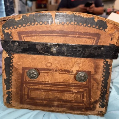 Antique Victorian Hump Back Doll Trunk “The Emerson” Wood Metal No.4 - Image 1 of 4