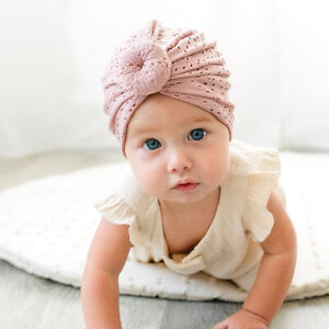 Newborn Baby Girl Solid Color Hole Turban Hat for Boys Girls Infant Headband Cap