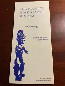 Folleto de colección Bishop Museum Honolulu 77 aniversario 1966 década de 1960 Hawai - Imagen 1 de 2