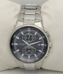 Mens Kenneth Cole Chrono Silver Tone Metallic Blue Dial Link Bracelet Watch I4 - Picture 1 of 7