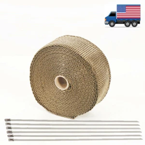 2" 50Ft Titanium Basalt Manifold Header Exhaust Pipe Heat Wrap +6 Ties Kit - Foto 1 di 4