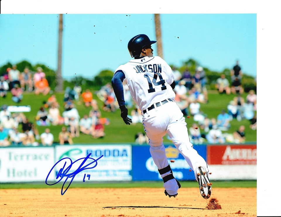 底特律老虎队奥斯汀·杰克逊签名基础跑步 8 X 10 — 第 1/1 张图片