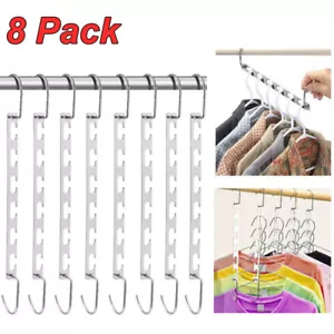 8er Pack Wunder Metall Magischer Kleiderbügel Kleiderschrank Organizer Haken Platzsparer Sparen - Bild 1 von 8