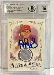 Albert Pujols 2016 Topps Allen And Ginter Relic Signed Card BAS Grade 10 - Picture 1 of 2