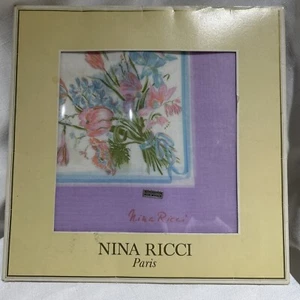 Sciarpa Nina Ricci 100% Cotone Floreale 16" x 16" Made in Spain Vintage - Foto 1 di 4