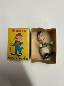 Vintage Percy the Perky Pig Original Wooden Carved Toy Doll in Original Box - Picture 1 of 8