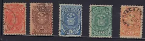 CILE 1880-1891 AR1-AR5 SET USATO POSTALE Antofagasta annullo Alto Valore - Foto 1 di 1