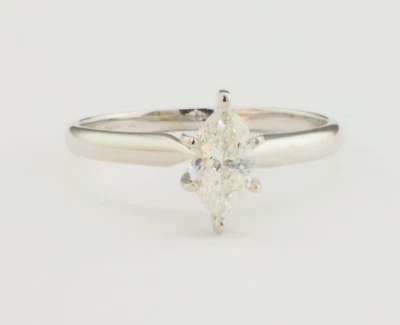 MagicGlo 14k White Gold Marquis Solitaire Ring with 0.80ct Diamond Size 8.5 - Image 1 of 3