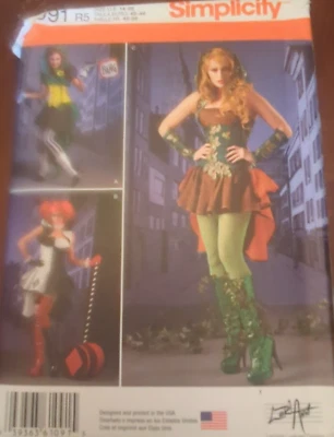 Simplicity 1091 Cosplay Costume Villaness Harley Quinn Poison Ivy Uncut Sz 14-22 - Image 1 of 4