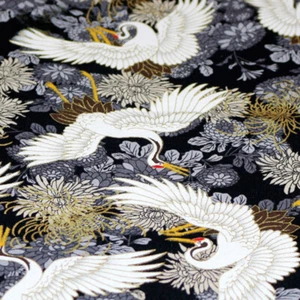 148cm DIY Japanese Crane Printed Fabric Ethnic Cloth for Sewing Kimono Material - Picture 1 of 5
