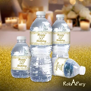 55th Birthday Water Bottle Labels; Set of 20 Waterproof Water Bottle Wrappers - Picture 1 of 8