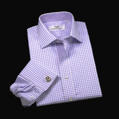 Фиолетовая клетчатая внутренняя подкладка официальная деловая рубашка в клетку Boss Fashion. Видео вход - Изображение 1 из 4