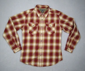Exofficio Shirt Mens Large Red Plaid Button Up Travel Outdoor Work Logo Rancher - Picture 1 of 7