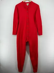 LL BEAN Union Suit Womens S Long Johns Wool Blend Baselayer Thermal Red - Picture 1 of 16