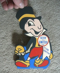 WALT DISNEY JIMINY CRICKET - De colección 1940 UNITED WAY PÓSTER STAND-UP PREMIO - Imagen 1 de 2