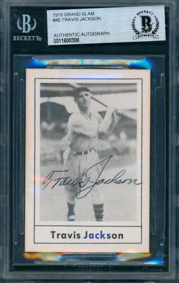 TRAVIS JACKSON Signed 1978 Grand Slam #40 Slabbed Auto Card New York Giants BAS - Image 1 of 2