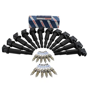 Bosch 12 Ignition Coils & 12 Double Platinum Spark Plugs Kit For F02 760Li V12 - Picture 1 of 4