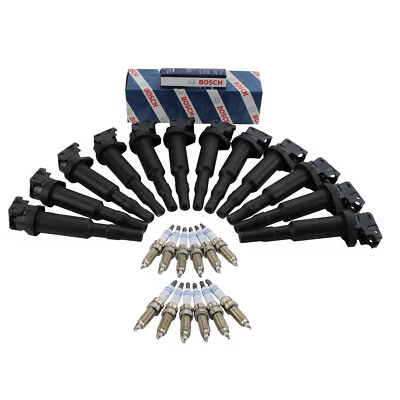 Bosch 12 Ignition Coils & 12 Double Platinum Spark Plugs Kit For F02 760Li V12 - Image 1 of 4
