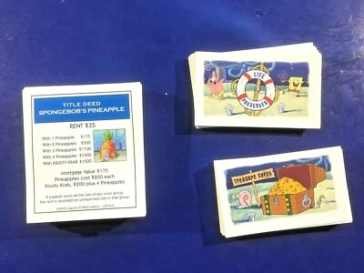 Monopoly SpongeBob Squarepants Pieces: 28 Deeds 16 Chest 16 Life Preserver Cards - Image 1 of 2