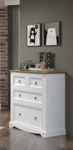 Premium Corona Whitewashed Solid Pine Chest of Drawers - Picture 1 of 12