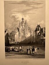 St. Aubin à Guérande France 1851 Antike Loire Stahlstich  Illustration Château