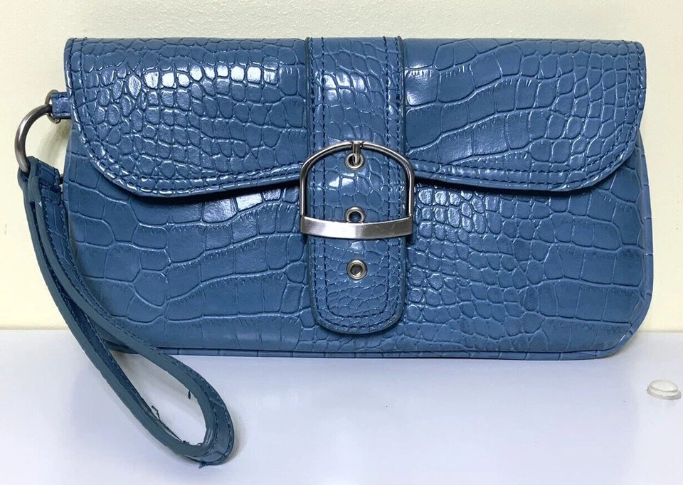 Muñequera Havana Jack's Café cocodrilo/croc en relieve azul Foto 1 de 4