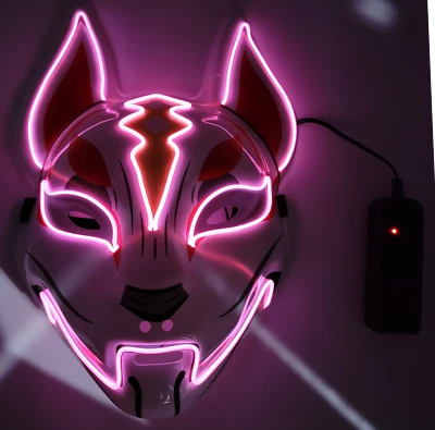 Светодиодная маска для Хэллоуина Clubbing Light Up Kitsune Fox костюм рейв косплей повседневное пользование вечеринка - Изображение 1 из 4
