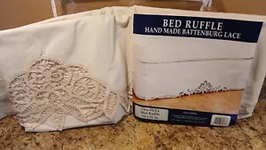 Battenburg Handmade Lace Bed Ruffle Bed Skirt Full Sz: 54"x76" Cream 100% Cotton - Picture 1 of 19