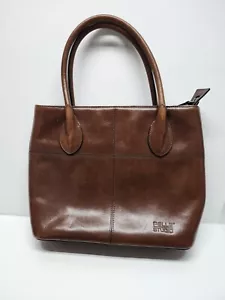 WILSONS LEATHER Vintage Italian Brown Handbag Double Handle Pelle Studio Purse - Picture 1 of 12