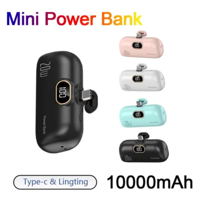 10000mAh Mini Power Bank Carica Rapida Batteria Esterna Portatile per iPhone TypeC - Immagine 1 di 4
