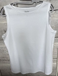 Chicos Tank Top Woman Size 2 White Sleeveless Top NEW Layer Or Alone 100% Cotton - Picture 1 of 4