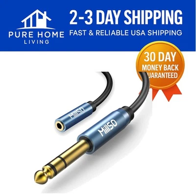 High-Quality 16ft 1/4 Male to 3.5mm Female Adapter - For Guitar Amps & Keyboards - Image 1 of 4