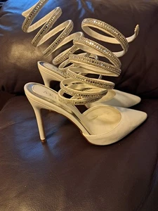 Akira weiße Strass Riemchen Stiletto Heels Größe 10 - Bild 1 von 7